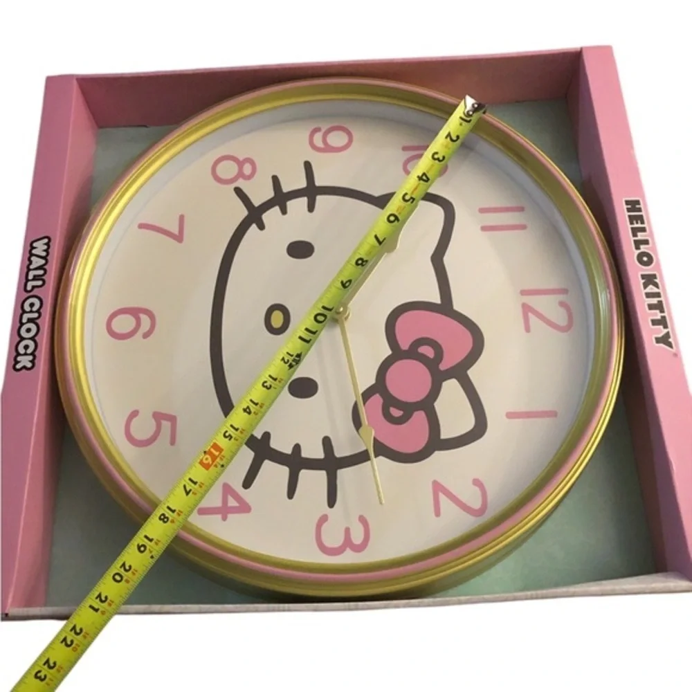 Hello Kitty oversized XL round circular pink & gold trim wall clock new in box‎